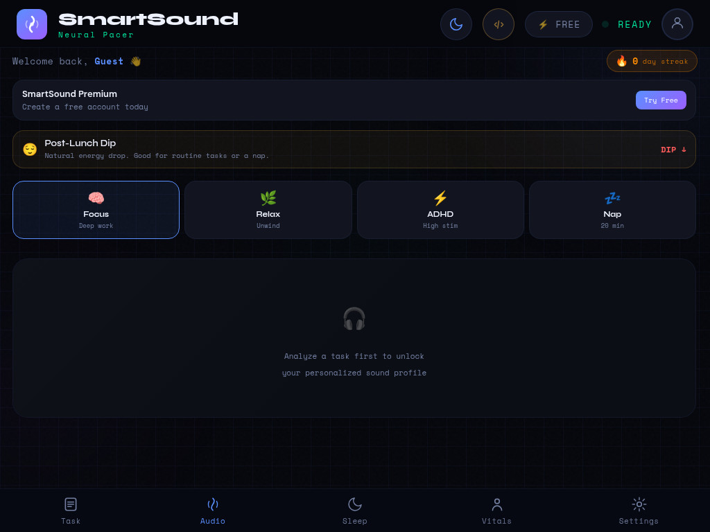 SmartSound Audio · Neural Pacer screen