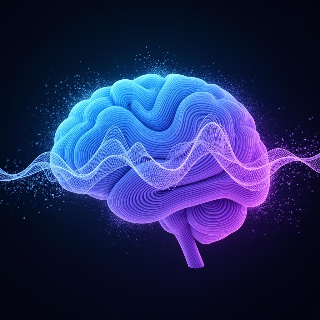 Flowing neural sound waves in SmartSound electric blue and vivid purple